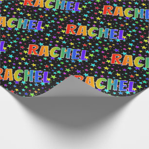 Rainbow Vorname "RACHEL" + Sterne Geschenkpapier