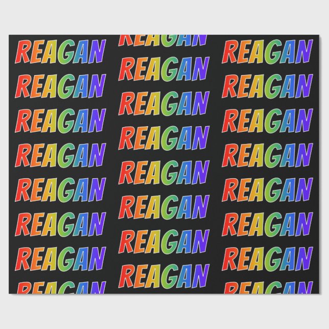 Rainbow Vorname "REAGAN"; Fun & Colorful Geschenkpapier (Flach)