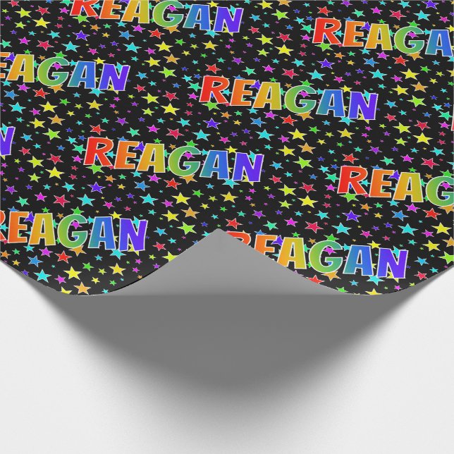 Rainbow Vorname "REAGAN" + Sterne Geschenkpapier (Ecke)