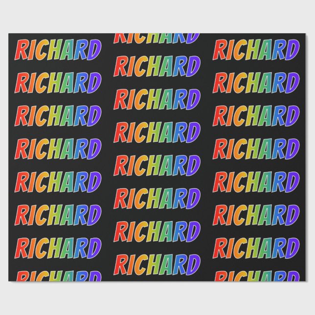 Rainbow Vorname "RICHARD"; Fun & Colorful Geschenkpapier (Flach)