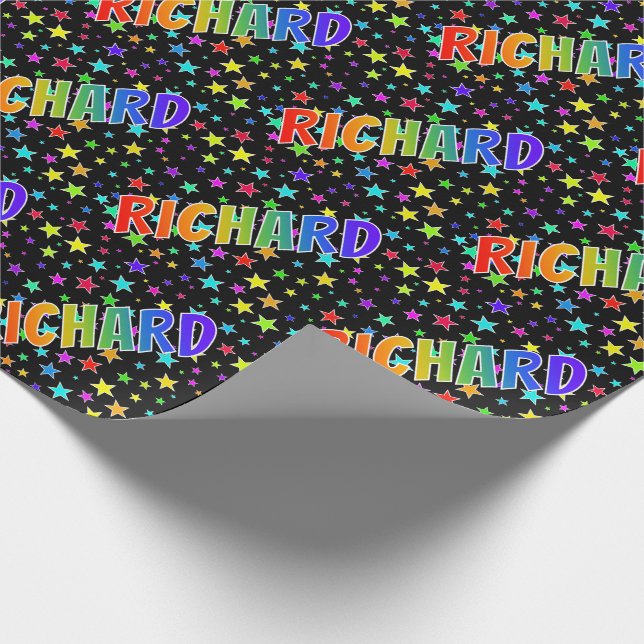 Rainbow Vorname "RICHARD" + Sterne Geschenkpapier (Ecke)