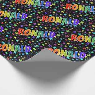 Rainbow Vorname "RONALD" + Sterne Geschenkpapier