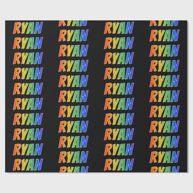 Rainbow Vorname "RYAN"; Fun & Colorful Geschenkpapier (Flach)