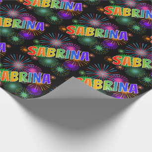 Rainbow Vorname "SABRINA" + Feuerwerkskörper Geschenkpapier