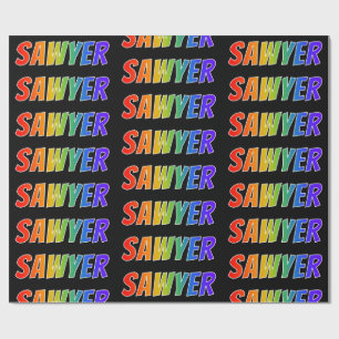 Rainbow Vorname "SAWYER"; Fun & Colorful Geschenkpapier