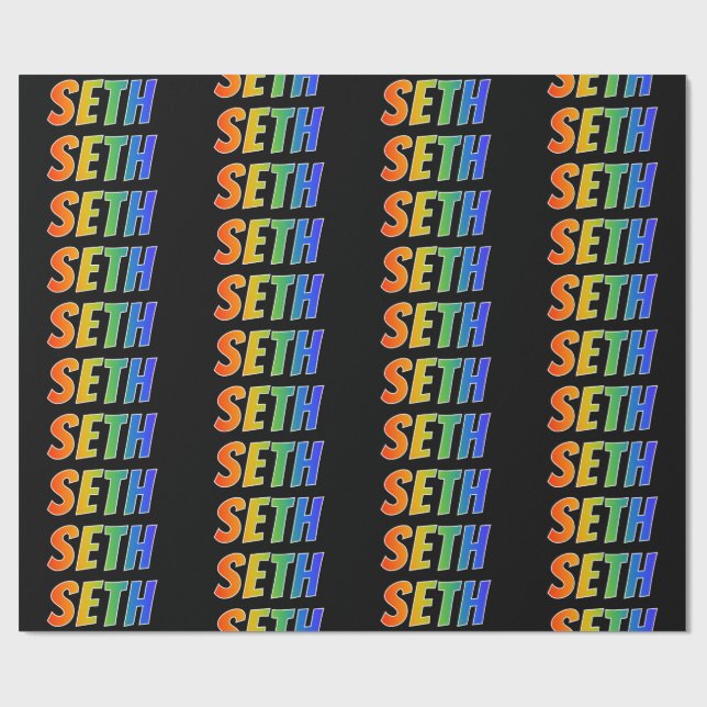 Rainbow Vorname "SETH"; Fun & Colorful Geschenkpapier (Flach)