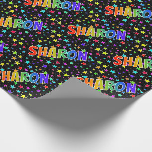 Rainbow Vorname "SHARON" + Sterne Geschenkpapier