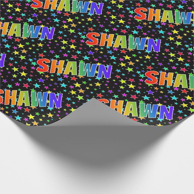 Rainbow Vorname "SHAWN" + Sterne Geschenkpapier (Ecke)