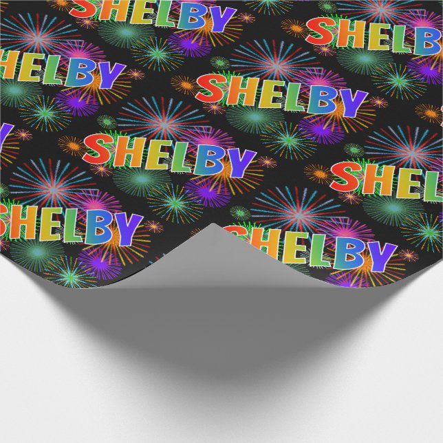 Rainbow Vorname "SHELBY" + Feuerwerk Geschenkpapier (Ecke)