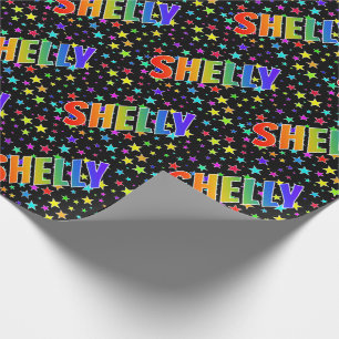 Rainbow Vorname "SHELLY" + Sterne Geschenkpapier