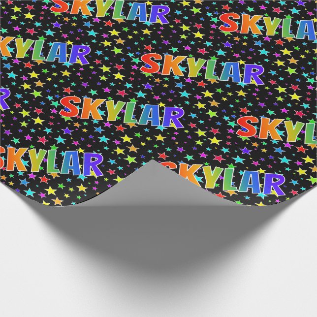 Rainbow Vorname "SKYLAR" + Sterne Geschenkpapier (Ecke)