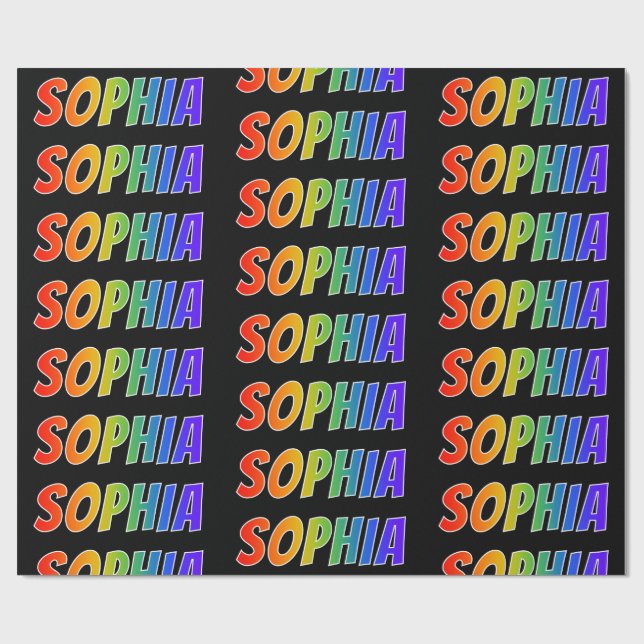 Rainbow Vorname "SOPHIA"; Fun & Colorful Geschenkpapier (Flach)