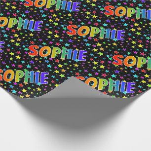 Rainbow Vorname "SOPHIE" + Sterne Geschenkpapier