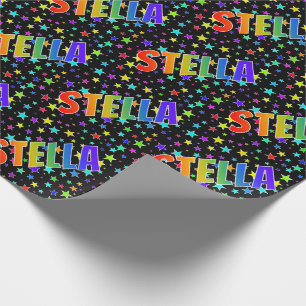 Rainbow Vorname "STELLA" + Sterne Geschenkpapier