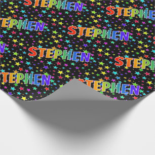 Rainbow Vorname "STEPHEN" + Sterne Geschenkpapier
