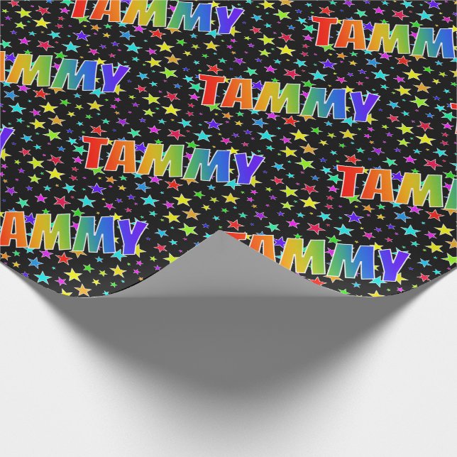 Rainbow Vorname "TAMMY" + Sterne Geschenkpapier (Ecke)
