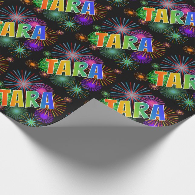 Rainbow Vorname "TARA" + Feuerwerk Geschenkpapier (Ecke)
