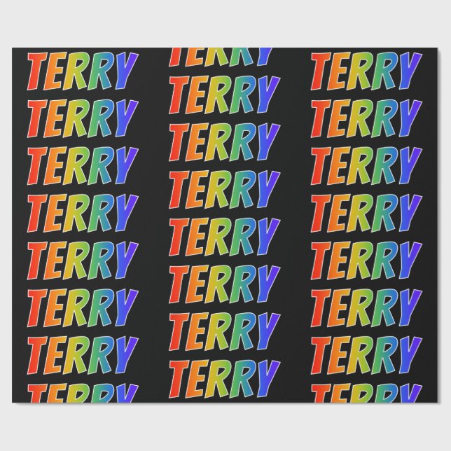 Rainbow Vorname "TERRY"; Fun & Colorful Geschenkpapier (Flach)