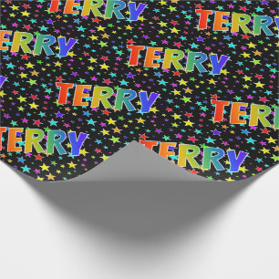 Rainbow Vorname "TERRY" + Sterne Geschenkpapier