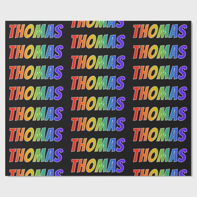 Rainbow Vorname "THOMAS"; Fun & Colorful Geschenkpapier (Flach)