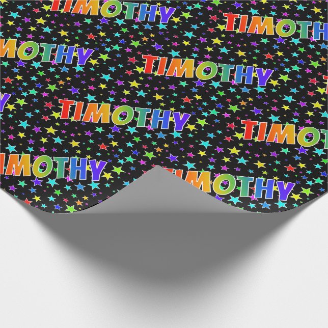 Rainbow Vorname "TIMOTHY" + Sterne Geschenkpapier (Ecke)