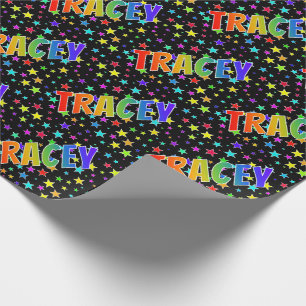 Rainbow Vorname "TRACEY" + Sterne Geschenkpapier