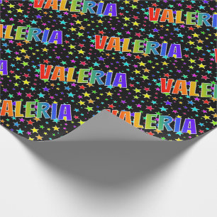 Rainbow Vorname "VALERIA" + Sterne Geschenkpapier