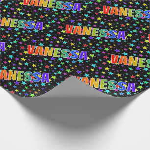 Rainbow Vorname "VANESSA" + Sterne Geschenkpapier