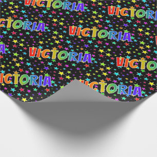 Rainbow Vorname "VICTORIA" + Sterne Geschenkpapier
