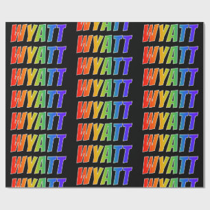 Rainbow Vorname "WYATT"; Fun & Colorful Geschenkpapier