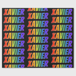 Rainbow Vorname "XAVIER"; Fun & Colorful Geschenkpapier