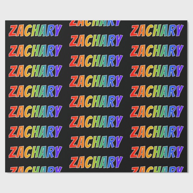 Rainbow Vorname "ZACHARY"; Fun & Colorful Geschenkpapier (Flach)
