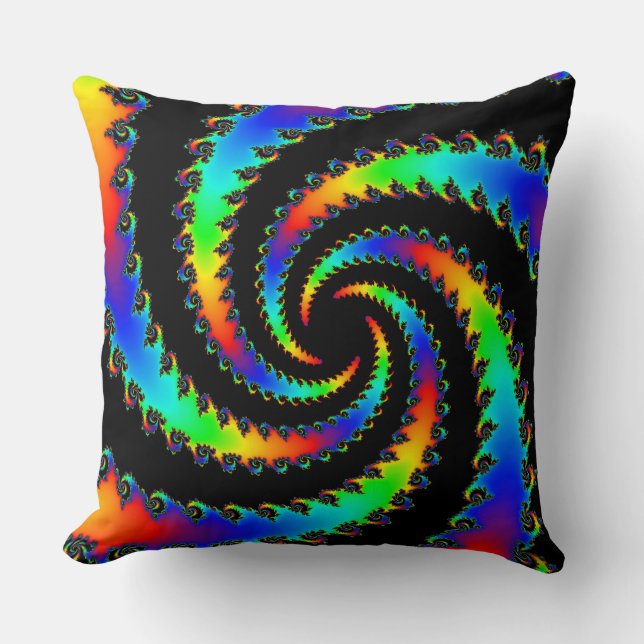 Rainbow Vortex Fraktal Kissen (Vorderseite)