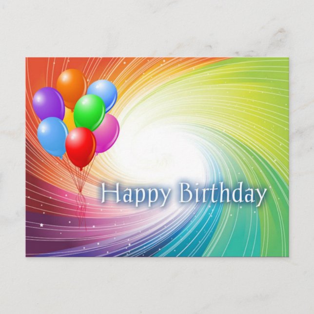 Rainbow Vortex Happy Birthday Postkarte (Vorderseite)