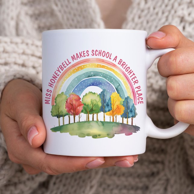 Rainbow-Wald-Lehrer-Wertschätzung am helleren Plat Kaffeetasse (Brighter Place Teacher Appreciation Rainbow Forest Mug)