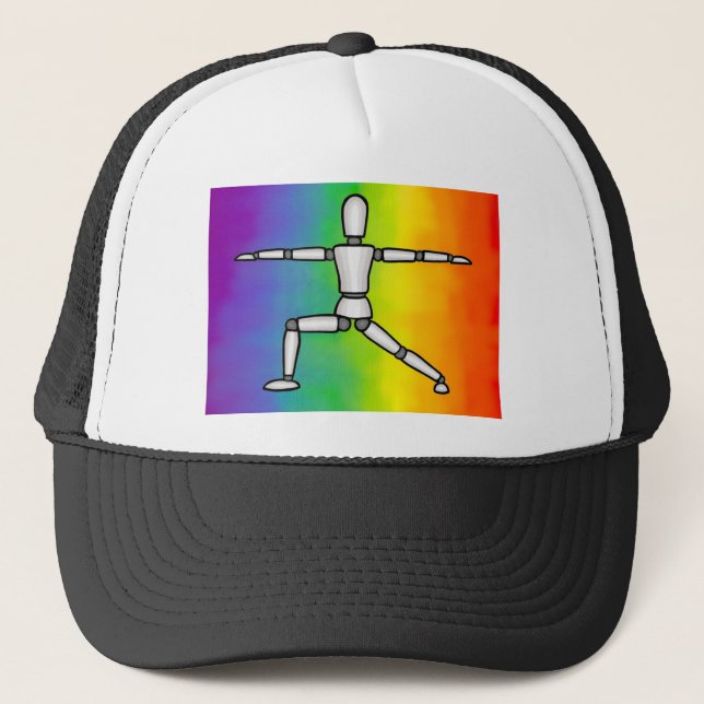 Rainbow Warrior 2 Yoga Pose Truckerkappe (Vorderseite)