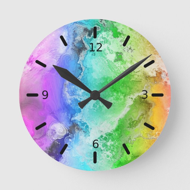 Rainbow Wash Abstrakte Runduhr Runde Wanduhr (Vorderseite)