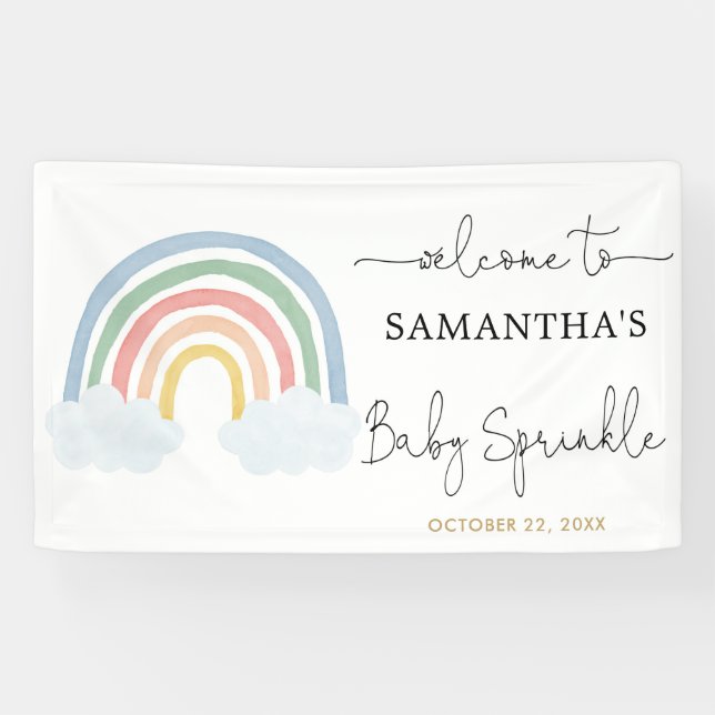Rainbow Wassercolor Baby Sprinkball Background Ban Banner (Horizontal)