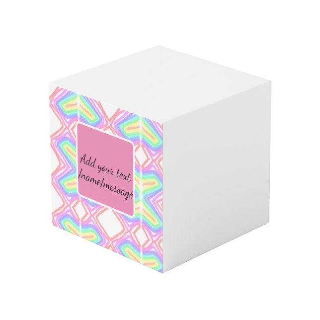 Rainbow-Wasserfarbe Hinzufügen von Namenstext Würfel (Vorderseite Schrägansicht)