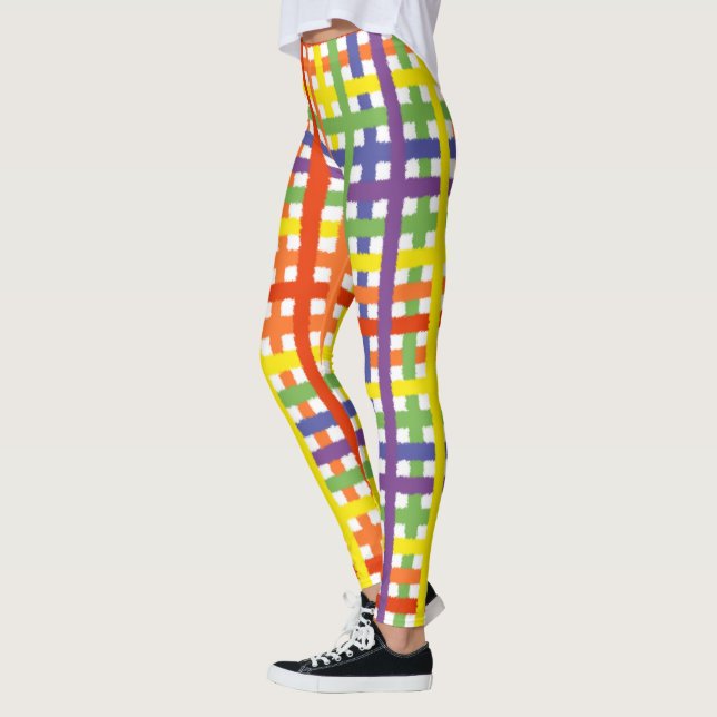 Rainbow Wasserfarbe Karierte farbige Leggings (Links)