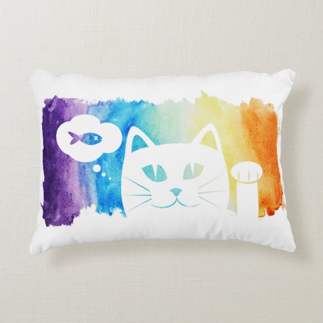 Rainbow Water color Dream Cat Dekokissen (Vorderseite)