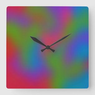 Rainbow Watercolor Abstrakt Art Ombré Vibes Quadratische Wanduhr