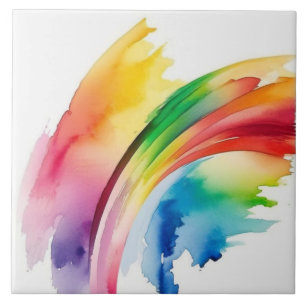 Rainbow Watercolor Abstrakt Fliese