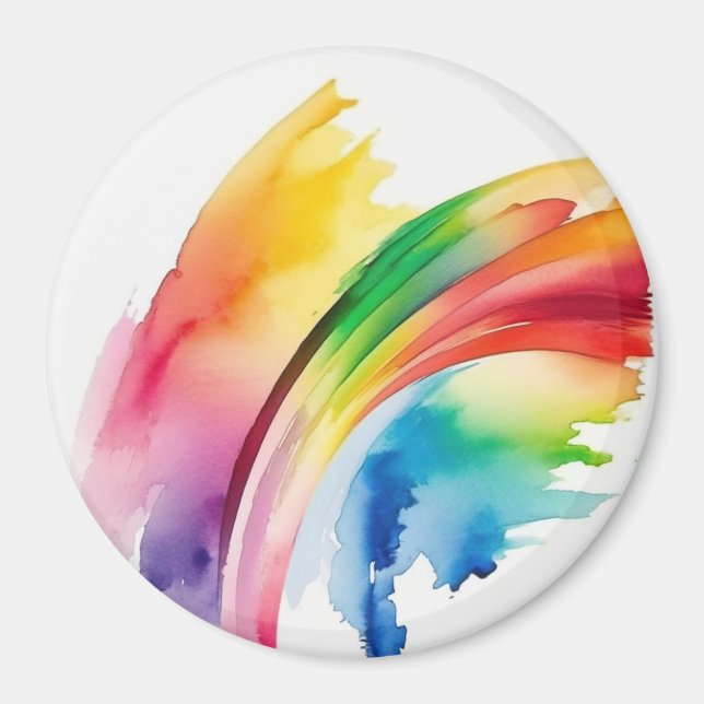 Rainbow Watercolor Abstrakt Magnet (Vorne)