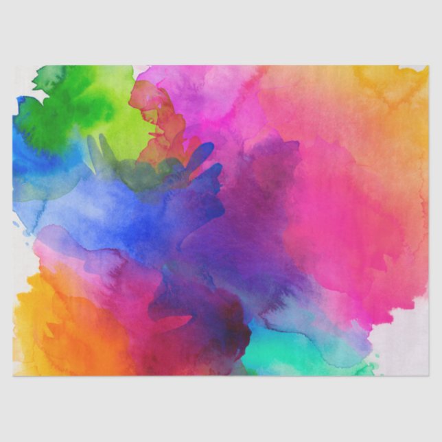 Rainbow Watercolor Abstrakt Seidenpapier (Vorderseite)