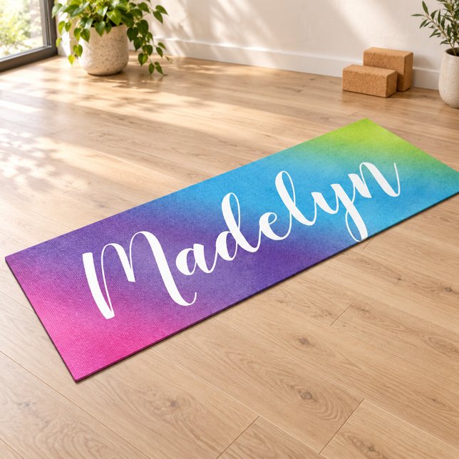 Rainbow Watercolor Benutzerdefinierter Name des Sk Yogamatte (Von Creator hochgeladen)