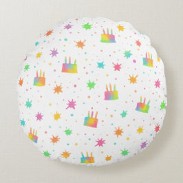Rainbow Watercolor Birthday Cake Colorful Paint Rundes Kissen