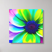 Rainbow Watercolor Blume Stretched Leinwand