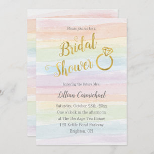 Rainbow Watercolor-Brautparty mit Gold Einladung
