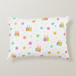 Rainbow Watercolor Cake Colorful Paint Splashes Dekokissen